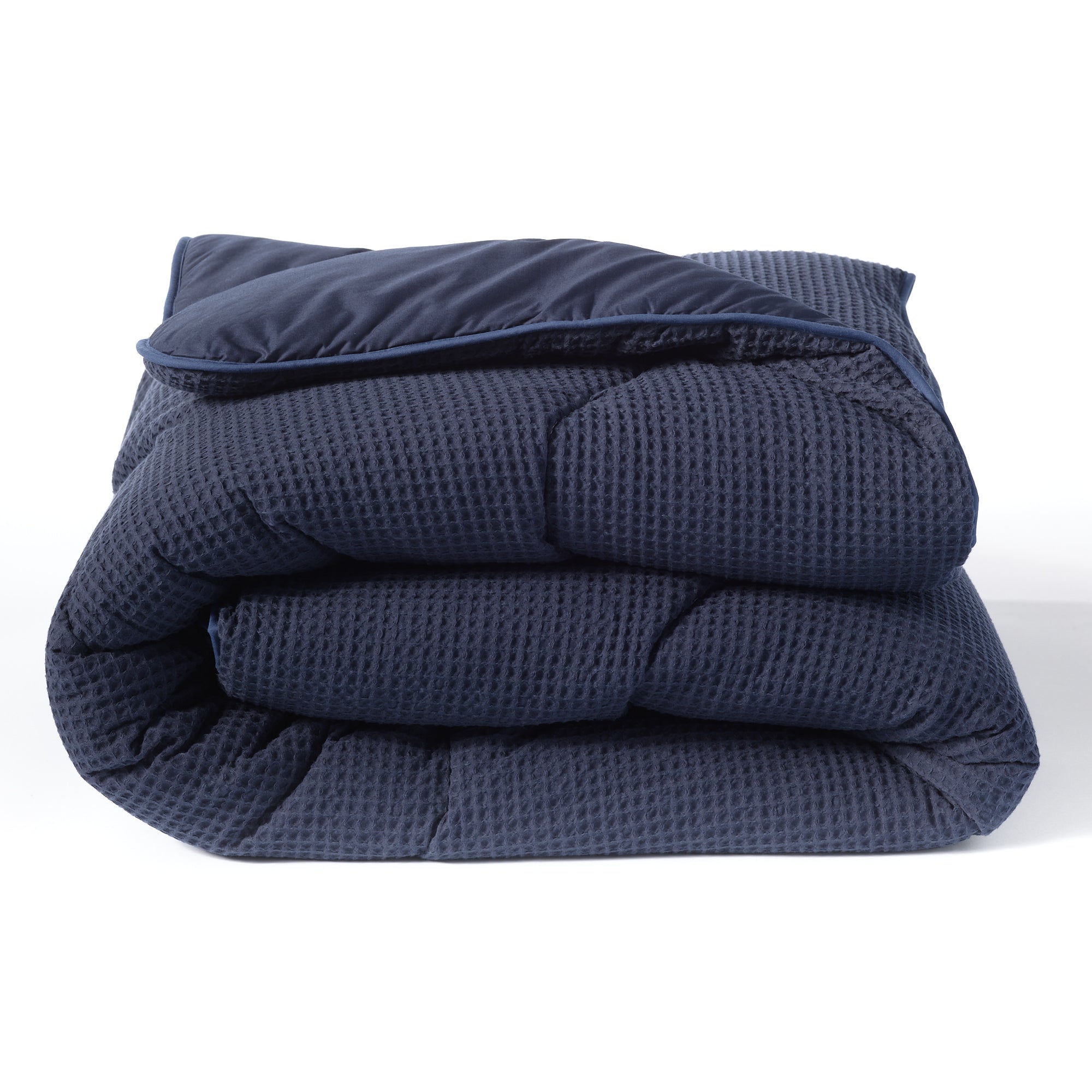 Navy 100% Cotton Waffle All-In-One Comforter