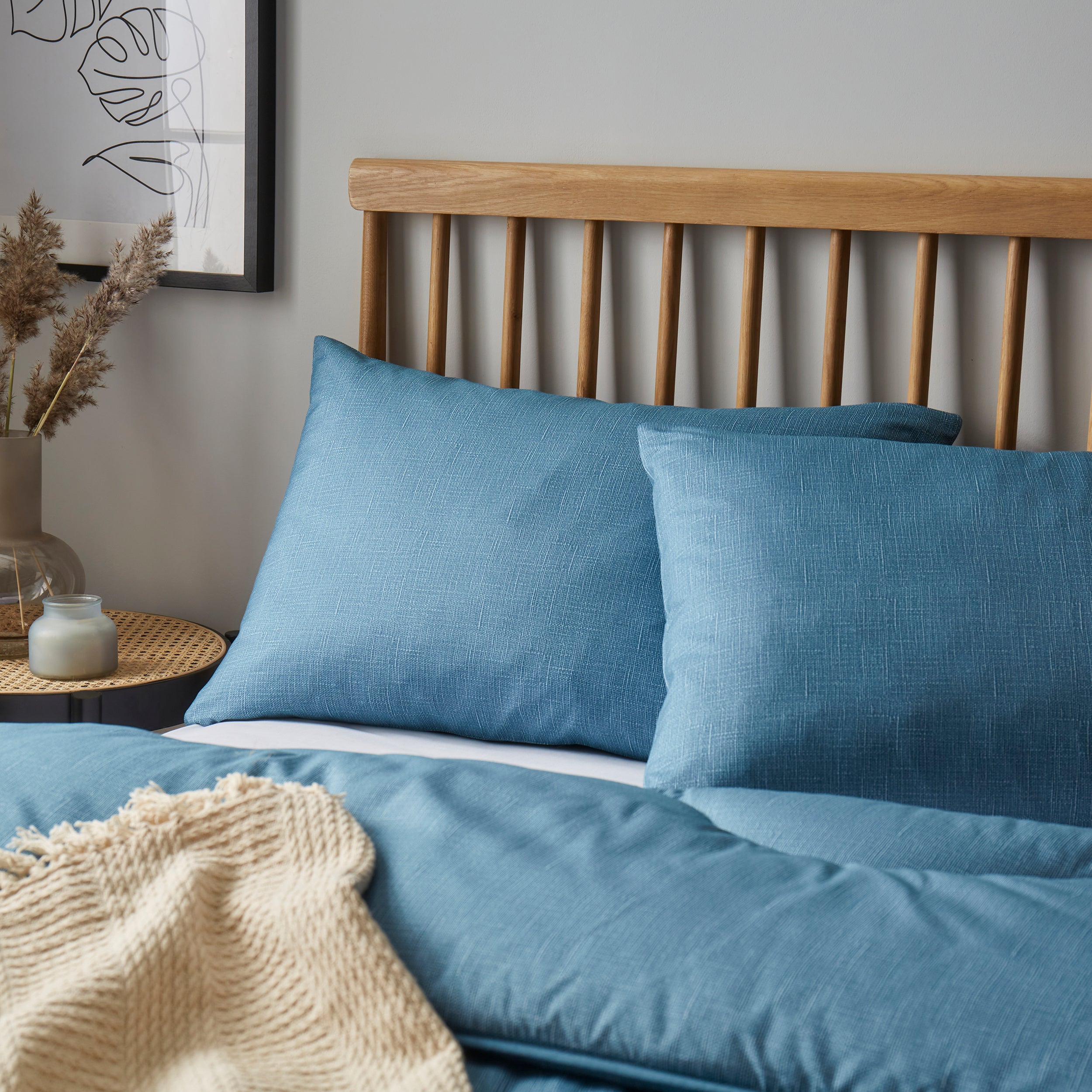 Twilight Blue Linen Print Pair of Standard Pillowcases