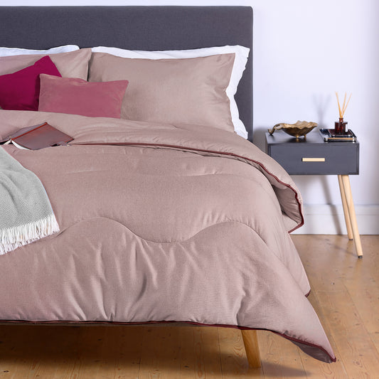 Night Lark Herringbone All-In-One Duvet in Mulberry