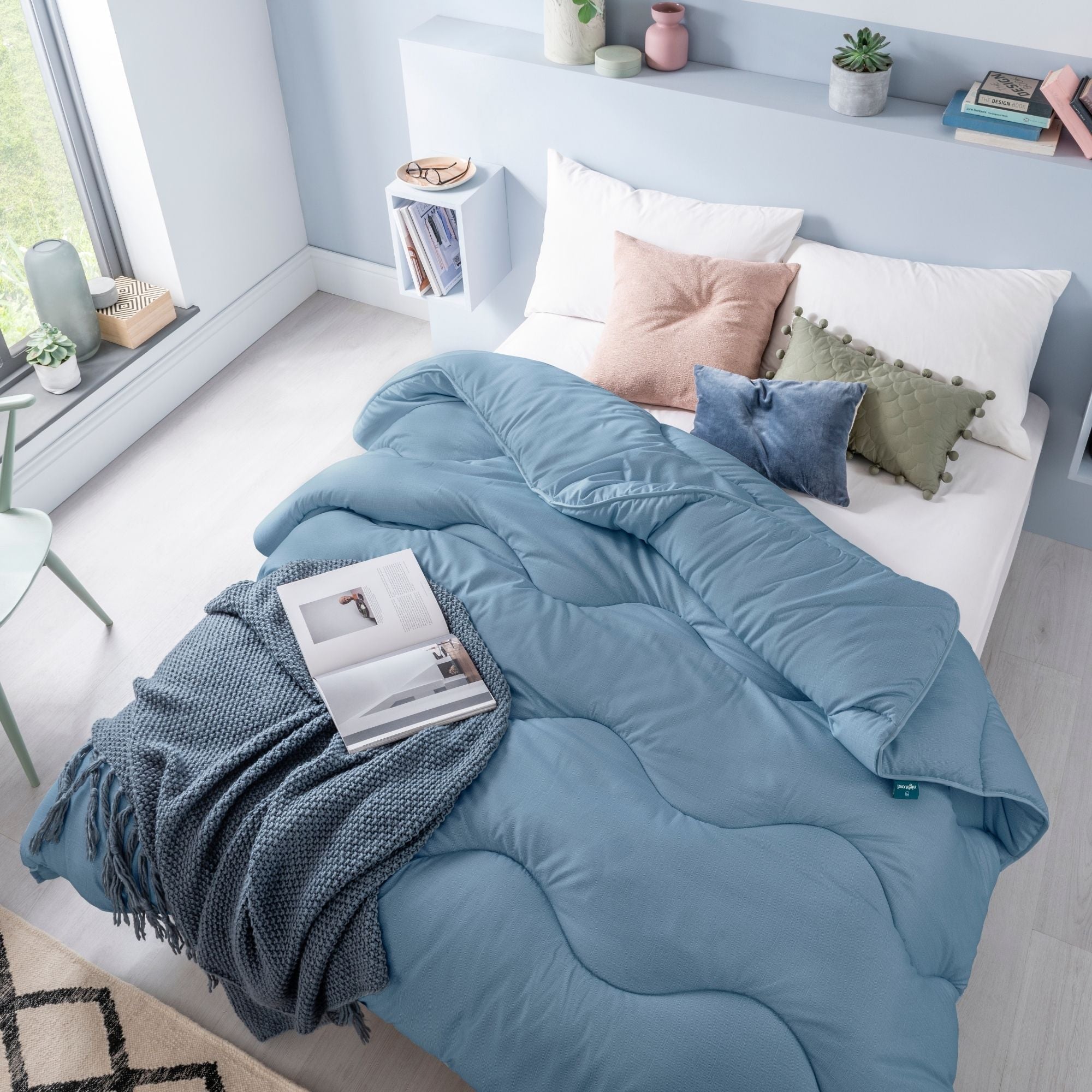 night lark linen microfibre twilight blue all-in-one duvet