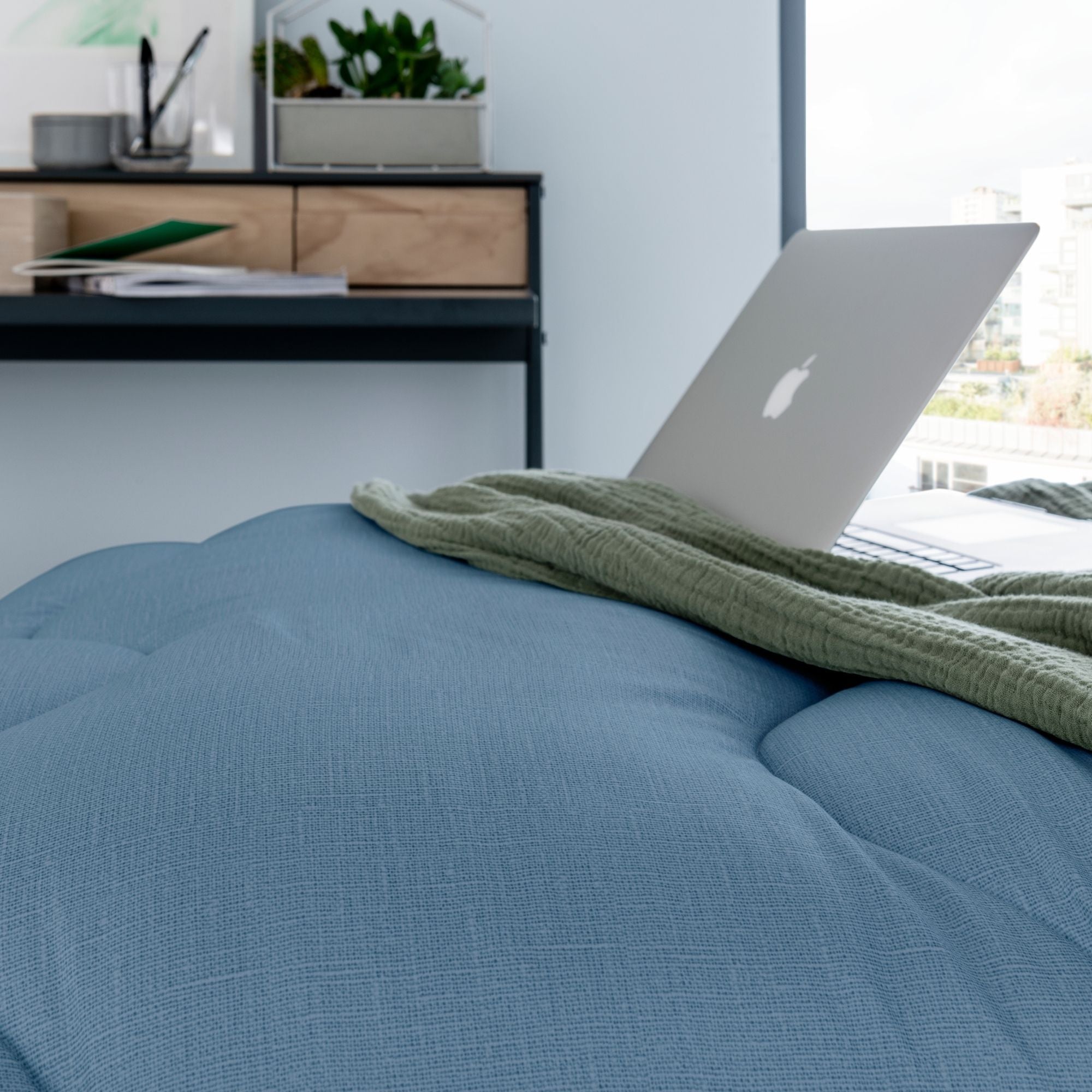 night lark linen microfibre twilight blue all-in-one duvet