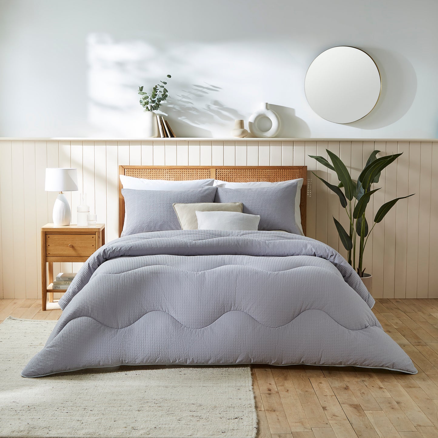 100% Cotton Waffle Gray All-In-One Duvet