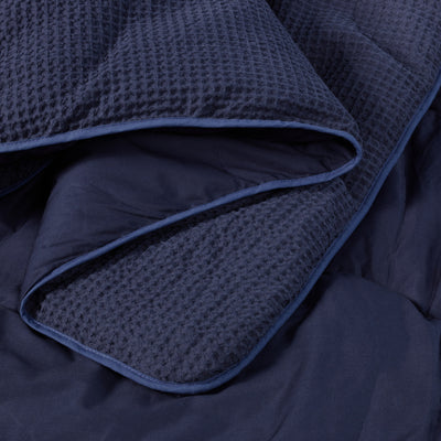 Navy 100% Cotton Waffle All-In-One Comforter