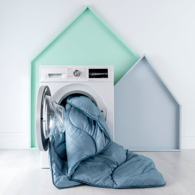 Twilight Blue Linen Print All-In-One Comforter