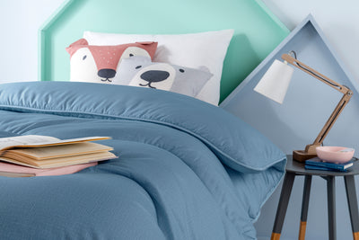 Twilight Blue Linen Print All-In-One Comforter