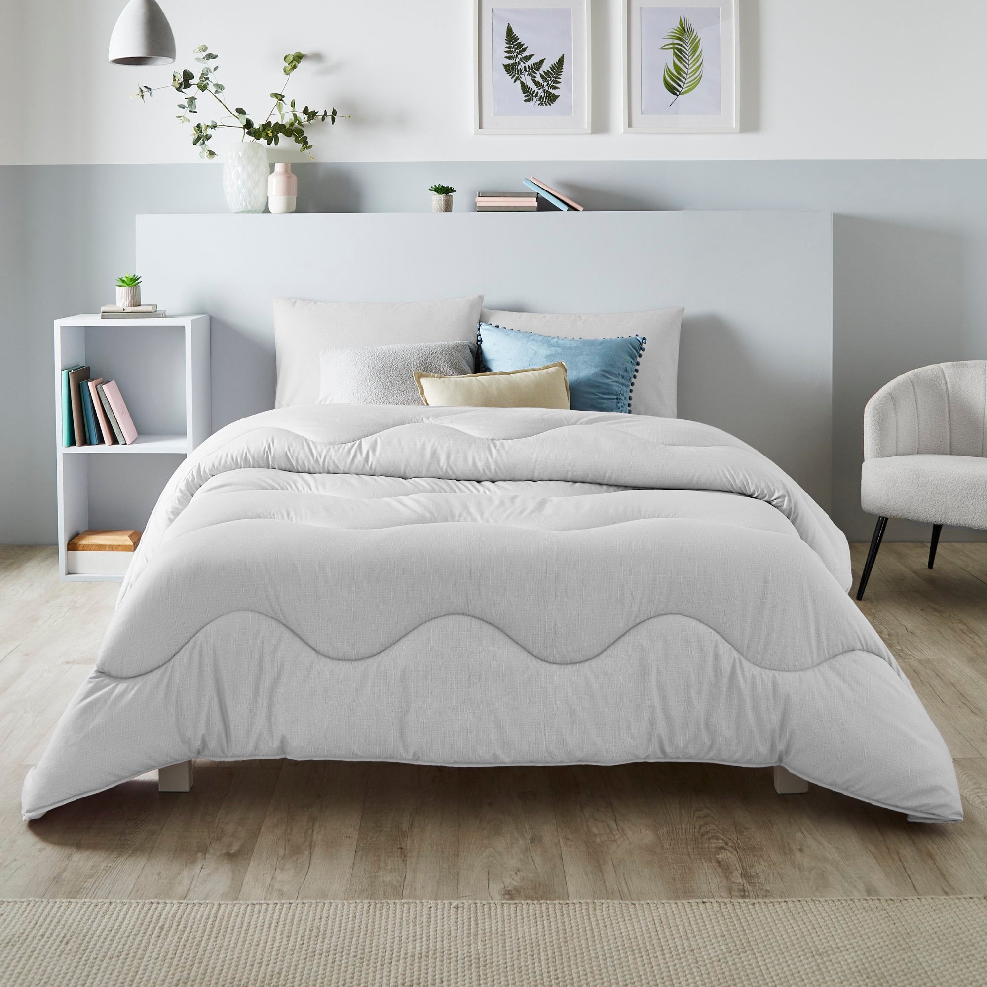 Cloud Gray Linen Print All-In-One Comforter