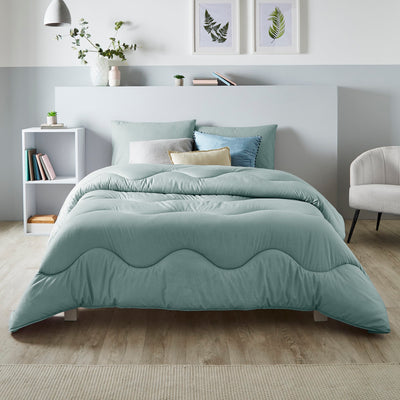 Seagrass Green Linen Print All-In-One Comforter
