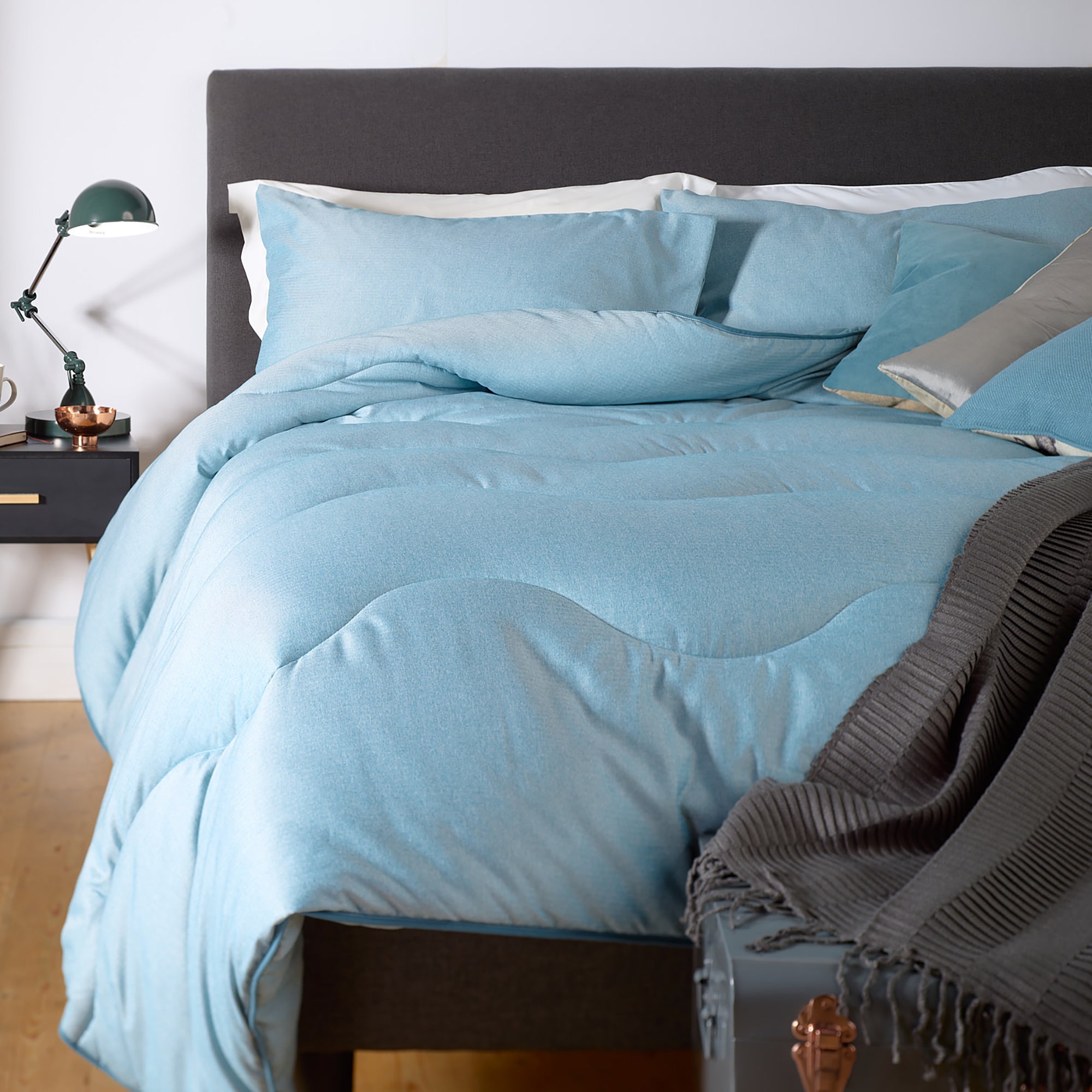 Fjord Blue Herringbone All-In-One Comforter