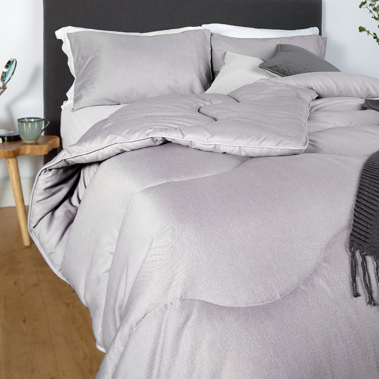 Night Lark Herringbone All-In-One Duvet in Storm Gray