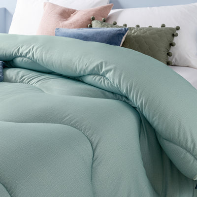 Seagrass Green Linen Print All-In-One Comforter