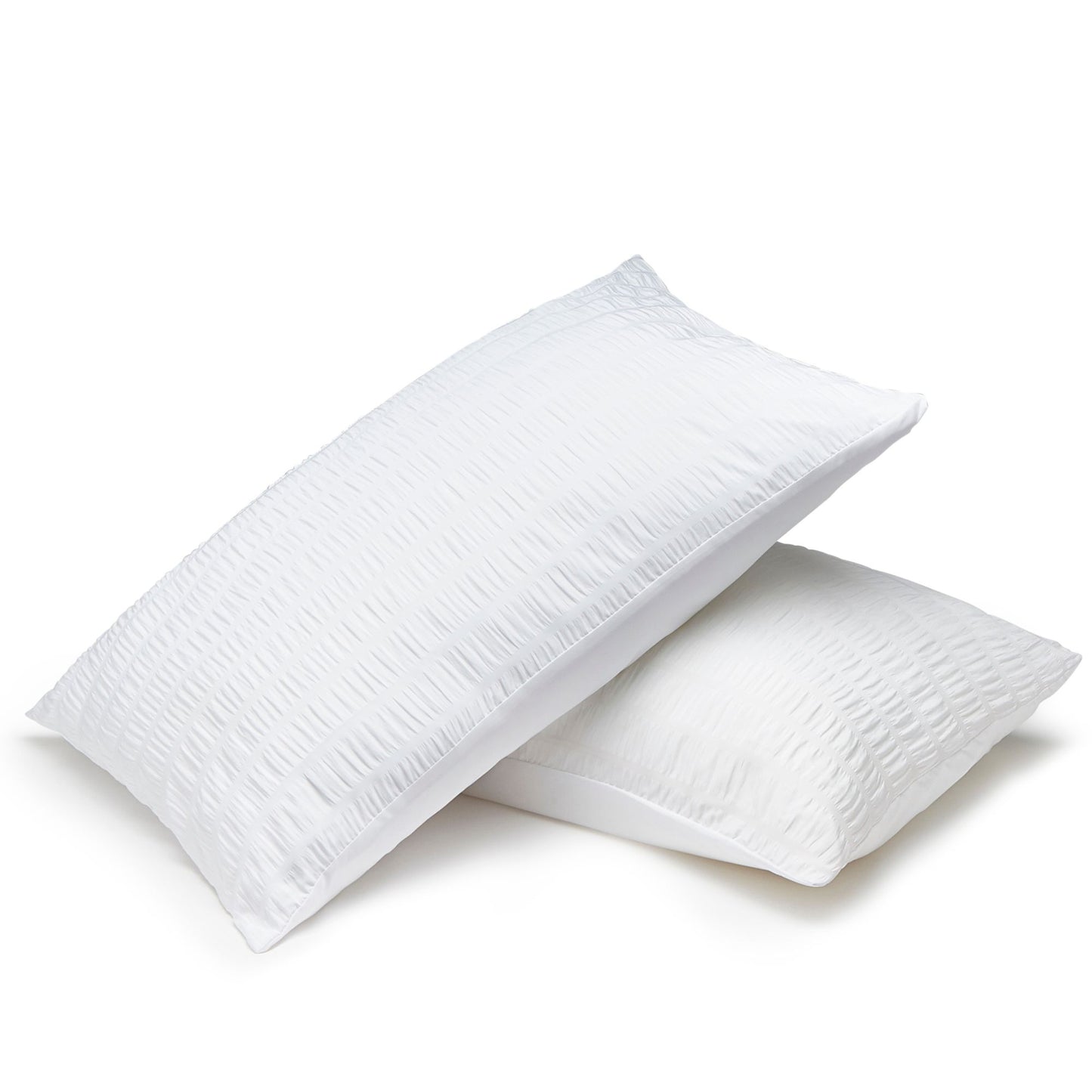 Linen White Seersucker Pair of Standard Pillowcases